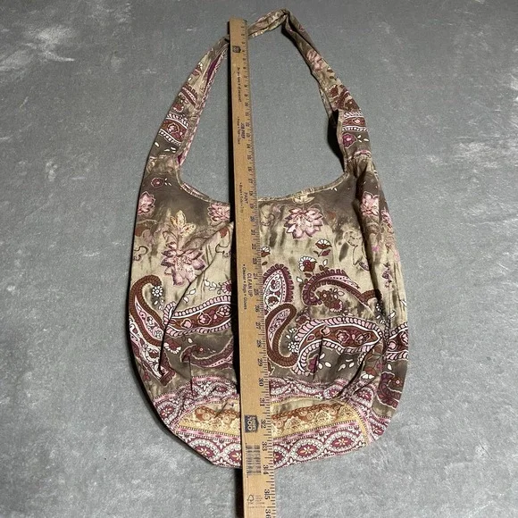 Y2K Old Navy Hobo Bag Brown Pink Floral Paisley Boho Hippie Fairy Shoulder Bag - Picture 2 of 4